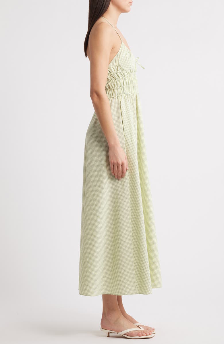Solid & Striped The Lolita Gingham Smocked Cover-Up Halter Dress, Alternate, color, Matcha
