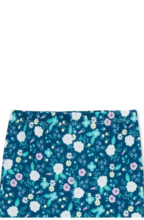 Peek Aren't You Curious Kids' Floral Flare Leg Rib Pants Pants In Navy