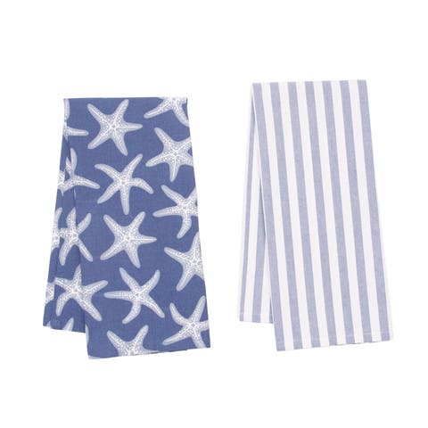 Calming Seas Starfish Kitchen and Bathroom Graphic Print Hand Towels Set of 2