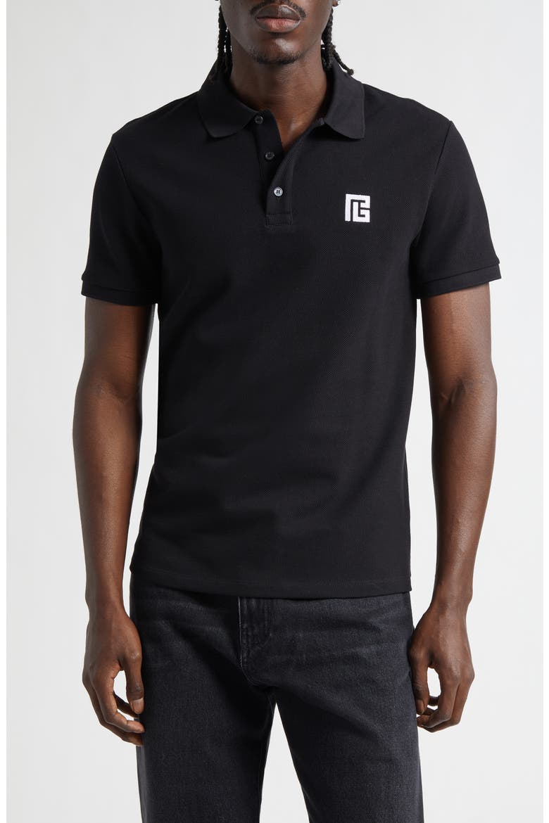 Embroidered Logo Cotton Polo, Main, color, EAB BLK/ WHITE