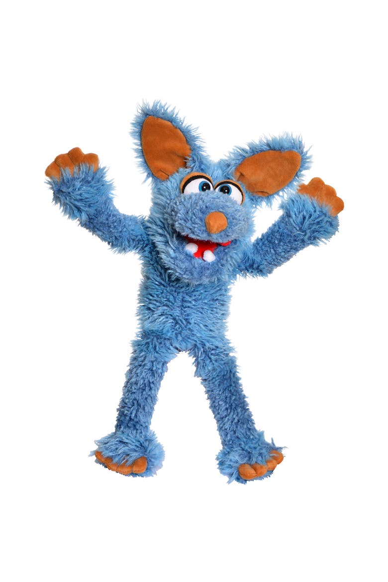 Fizz The Blue Dog 18 Inch Plush Hand Puppet, Handmade Pal, Main, color, Blue