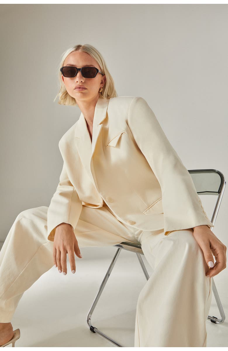 NASTY GAL Twill Oversized Tailored Blazer, Main, color, Cream