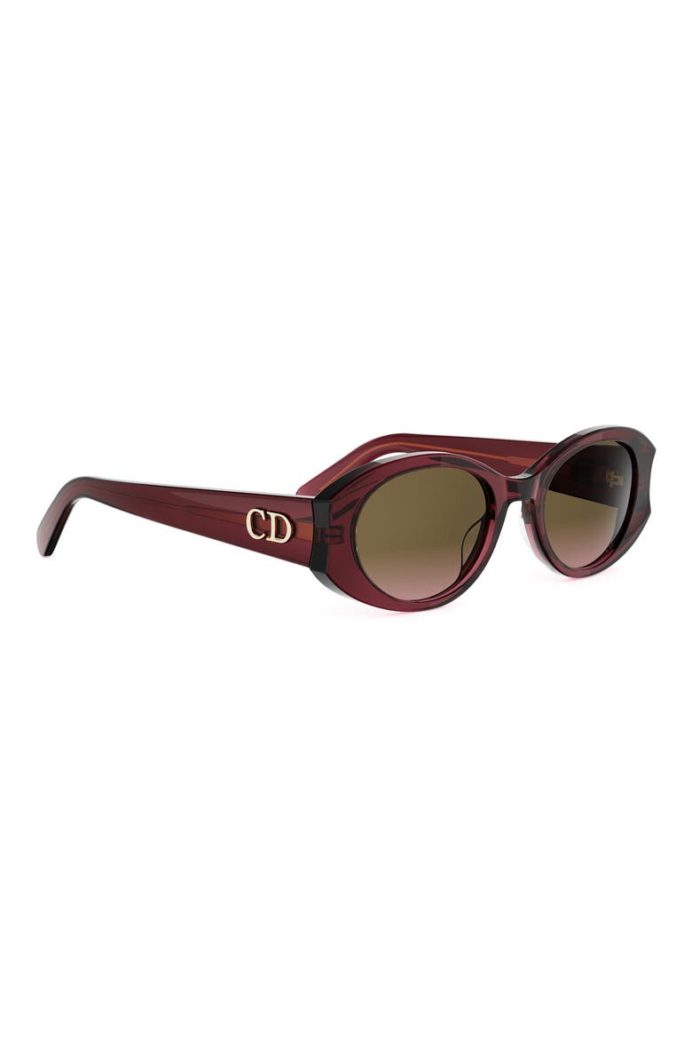 'DiorGlow B3I 51mm Oval Sunglasses, Alternate, color, SHINY BORDEAUX / BROWN