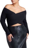 ELOQUII Wrap Front Cropped Sweater