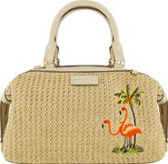 Tommy Bahama Flamingo Embroidered Woven Satchel