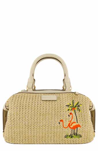 Tommy Bahama Flamingo Embroidered Woven Satchel