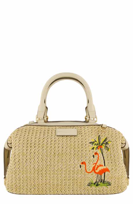 Tommy Bahama Flamingo Embroidered Woven Satchel