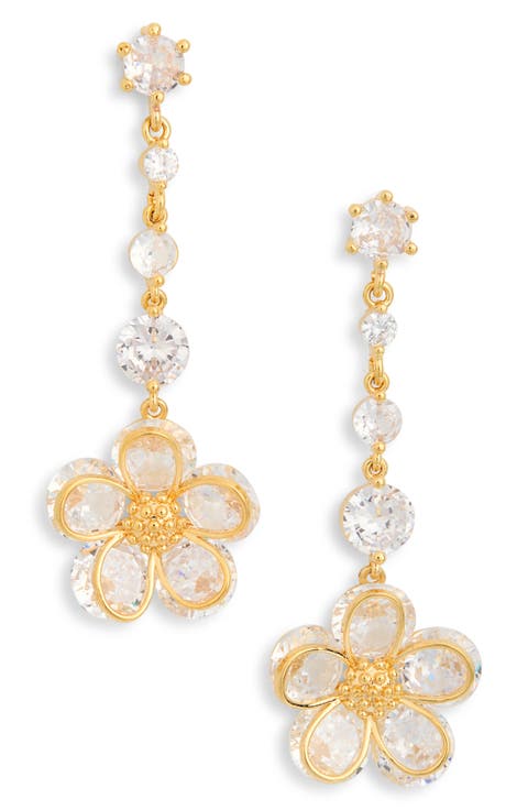 Lara Cubic Zirconia Flower Linear Drop Earrings