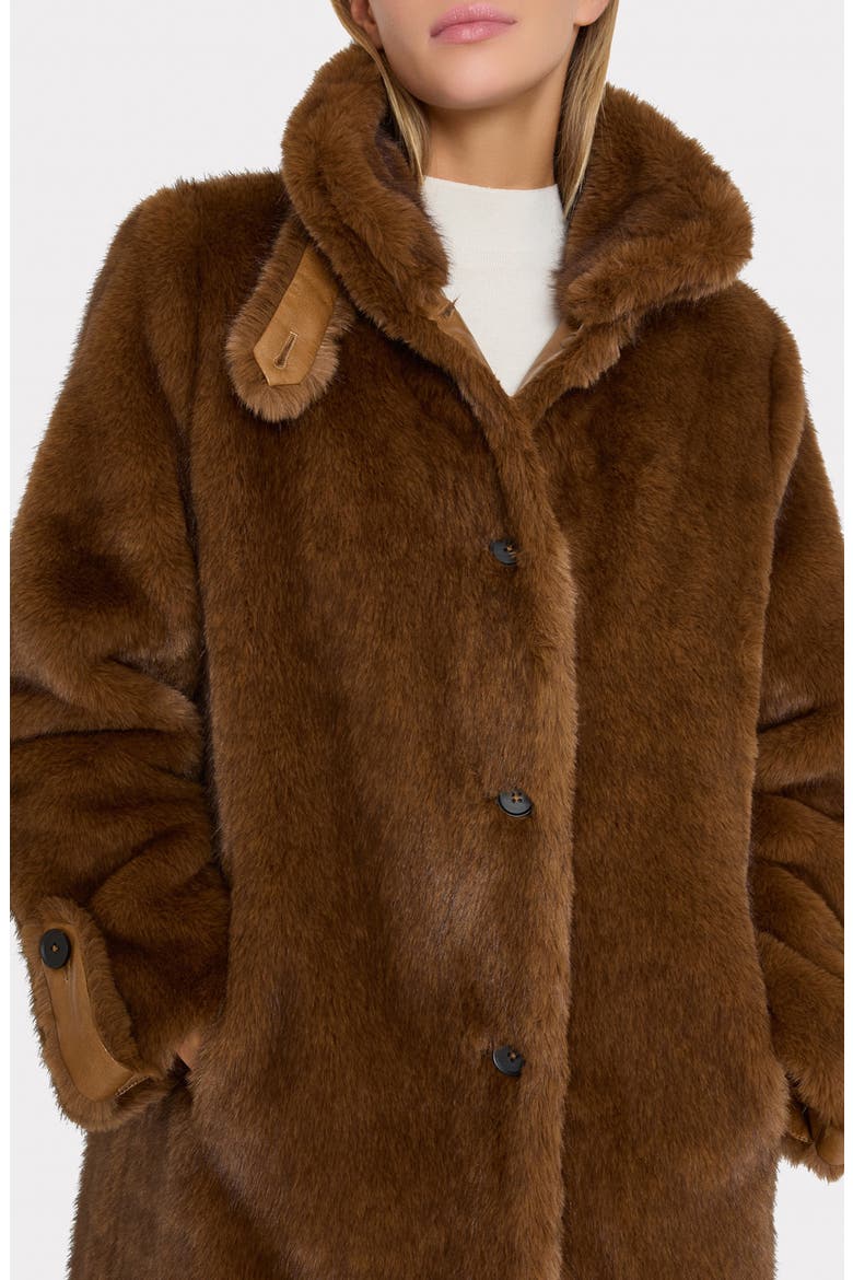 Gia Faux Fur Coat, Alternate, color, CAMEL