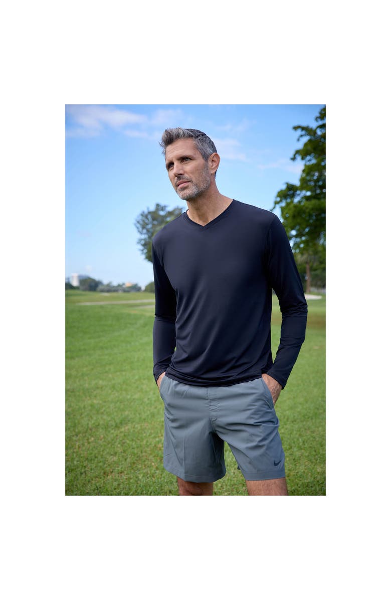 BloqUV Men's Performance V-Neck Long Sleeve Shirt, Alternate, color, Black