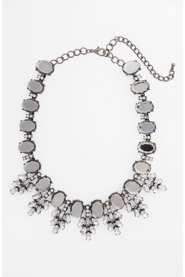 Crystal Frontal Necklace, Alternate, color, BLACK/ DIAMOND
