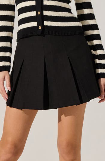 ◆ETRE AU SOMMET◆ Layered set-up two-belt side pleated skir Joe Wenko Women's Double Belted Pleated Skirt Casual Low
