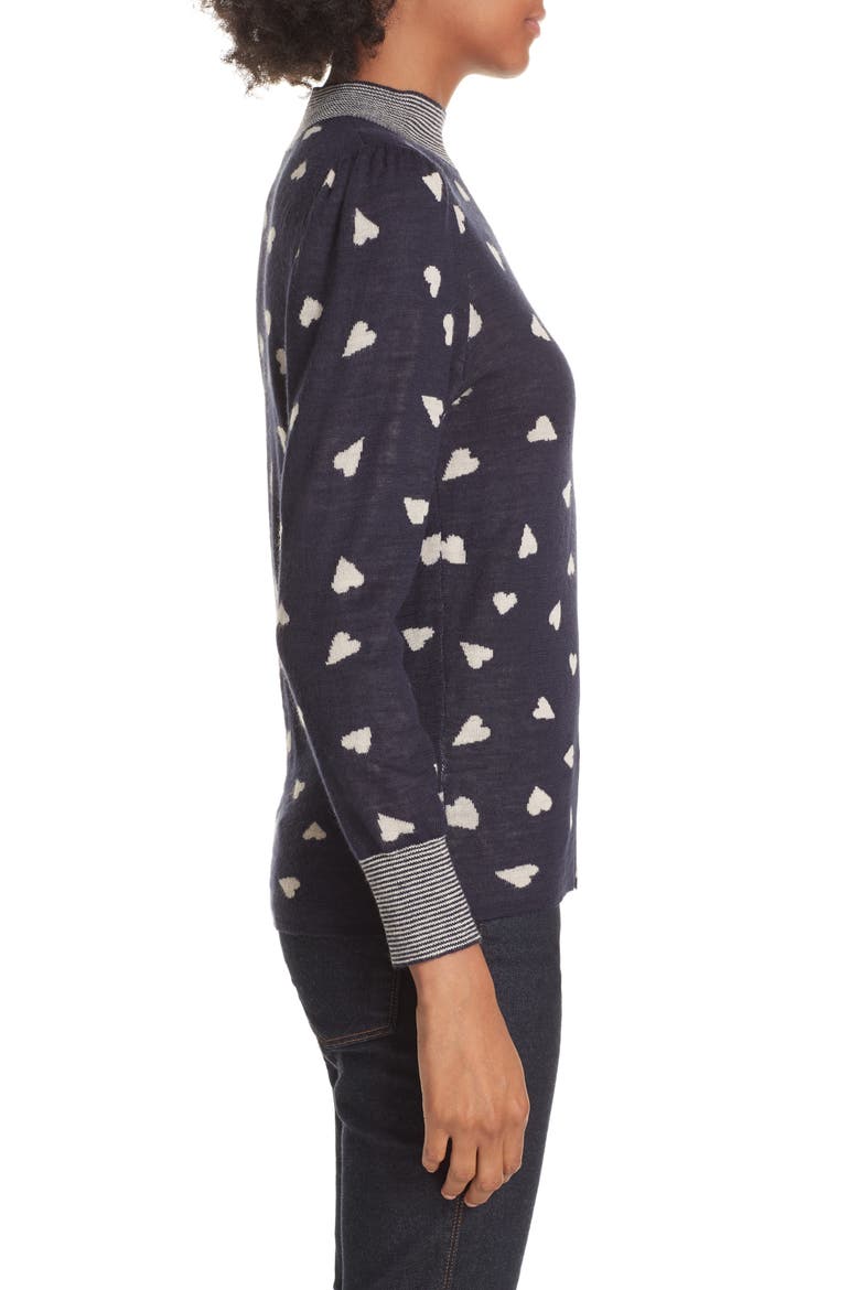 Heart Jacquard Sweater, Alternate, color, NAVY COMBO