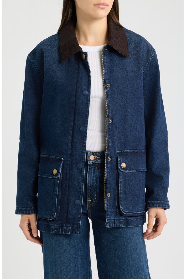 Cascades Denim Barn Coat, Main, color, DARK WASH