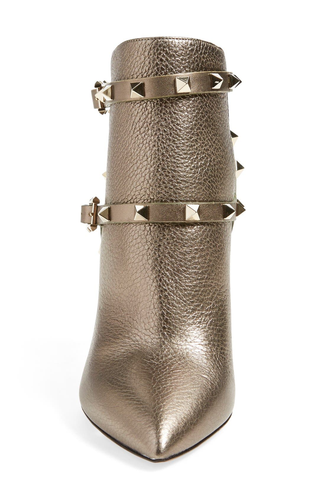 'Rockstud' Pointy Toe Calfskin Leather Bootie, Alternate, color, SASSO LEATHERDNU