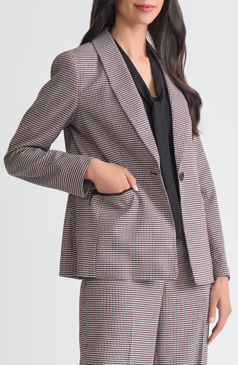 KASPER Plaid Zip Pocket Jacket, Alternate, color, Black/ Fire Red Mlt