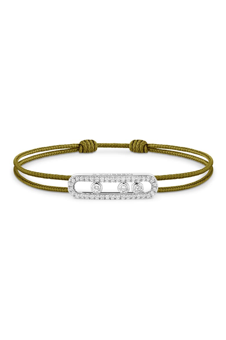 Care Pavé Diamond Cord Bracelet, Main, color, WHITE GOLD