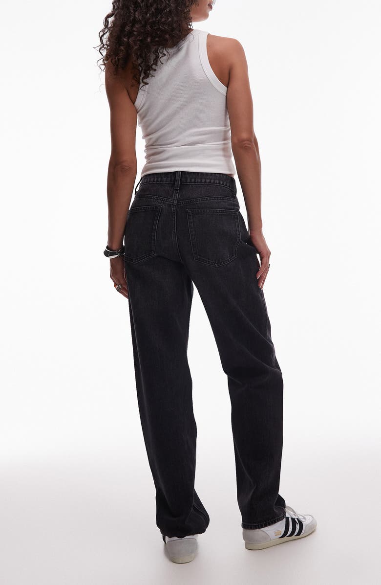 Topshop Kort High Waist Straight Leg Jeans, Alternate, color, Black