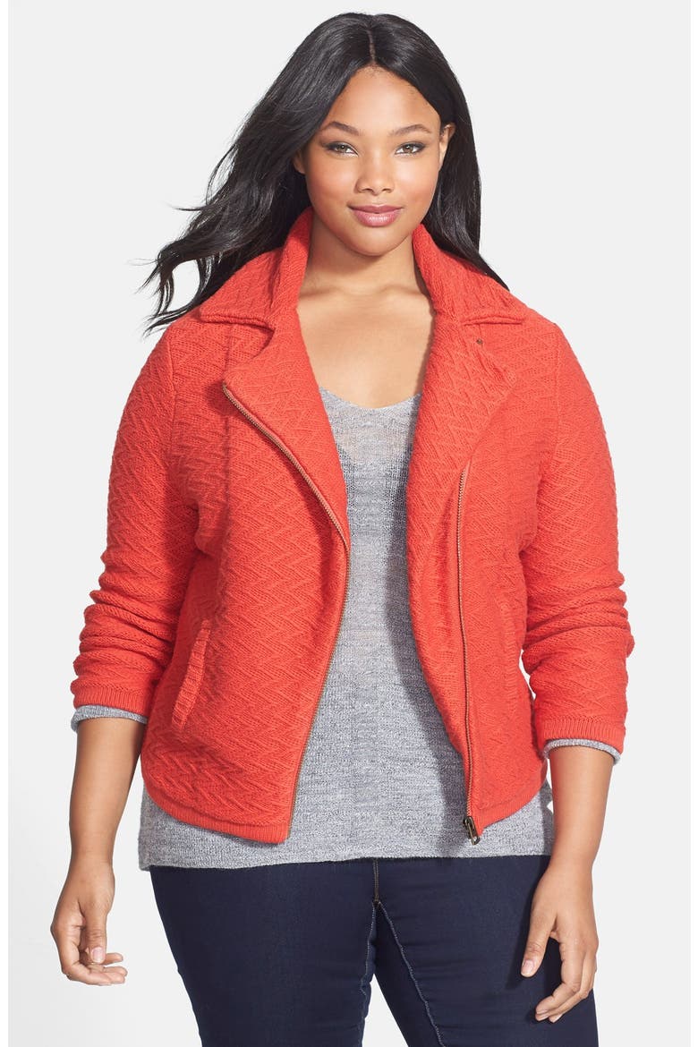Textured Sweater Jacket, Main, color, FIERY RED