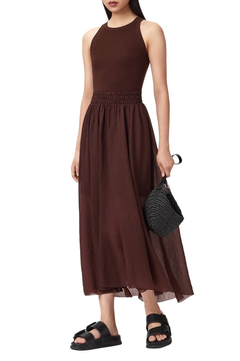 Zenia Sleeveless Asymmetric Hem Dress, Alternate, color, BITTER BROWN