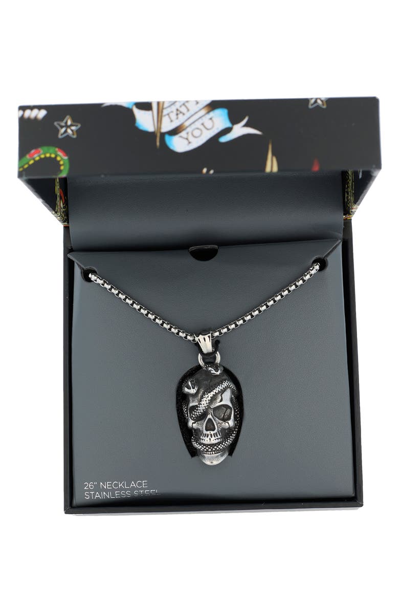 Ed Hardy Men's Snake Skull Pendant Necklace, Main, color, 