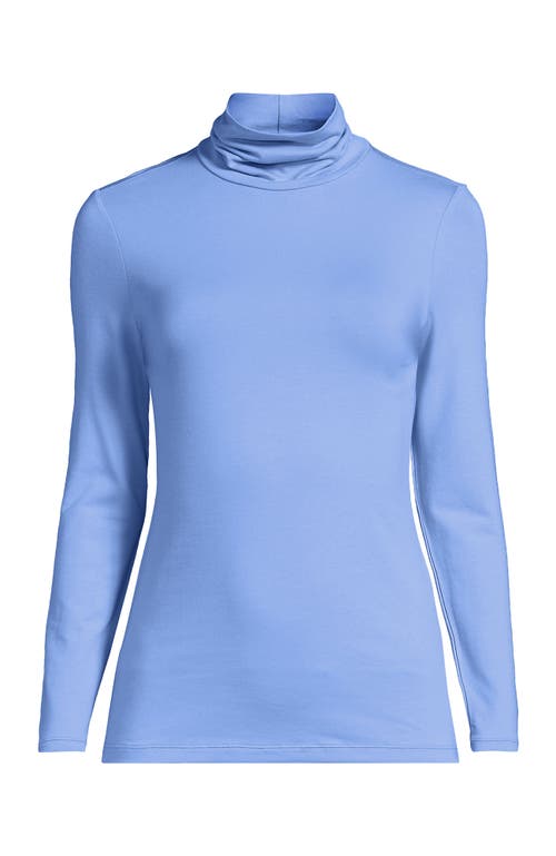 Lands' End Lightweight Jersey Skimming Long Sleeve Turtleneck In Blue