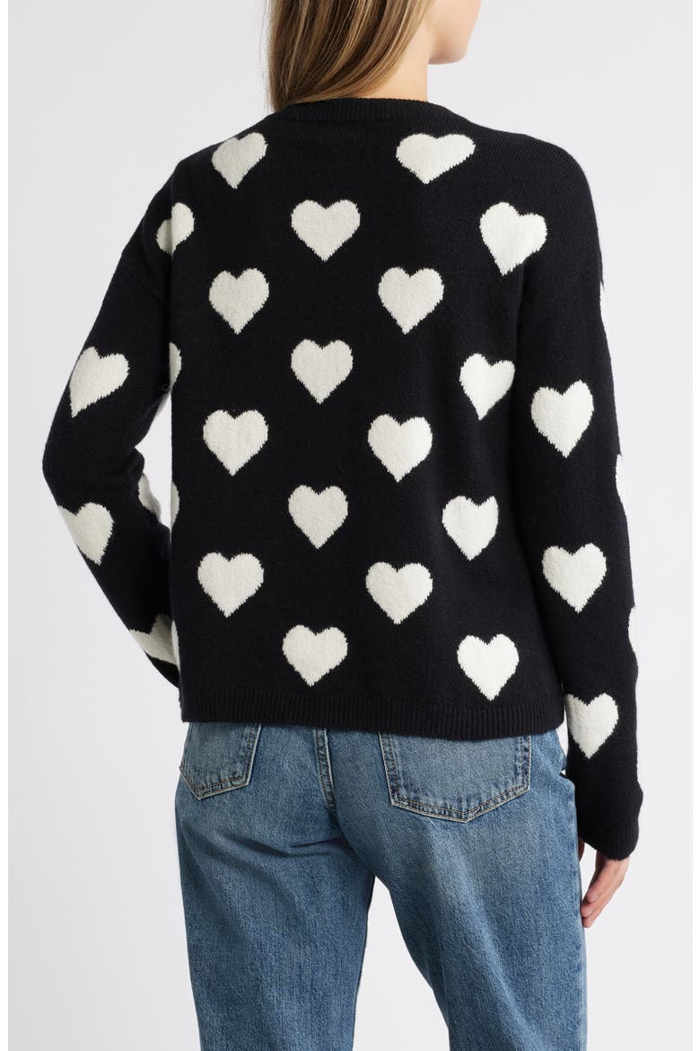 Hearts Jacquard Crewneck Sweater, Alternate, color, BLACK- IVORY POP HEART