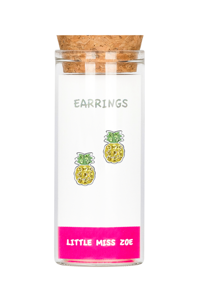 Kids' Sterling Silver Pineapple Stud Earrings in Gift Bottle, Main, color, Yellow