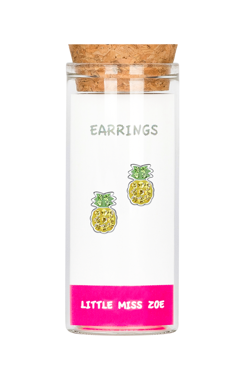 Little Miss Zoe Pineapple Stud Earrings, Main, color, Yellow