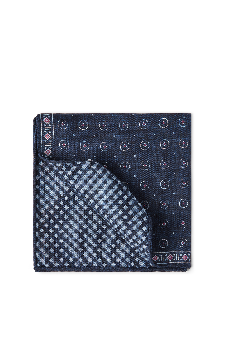 Brunello Cucinelli Silk pocket square, Main, color, Navy Blue