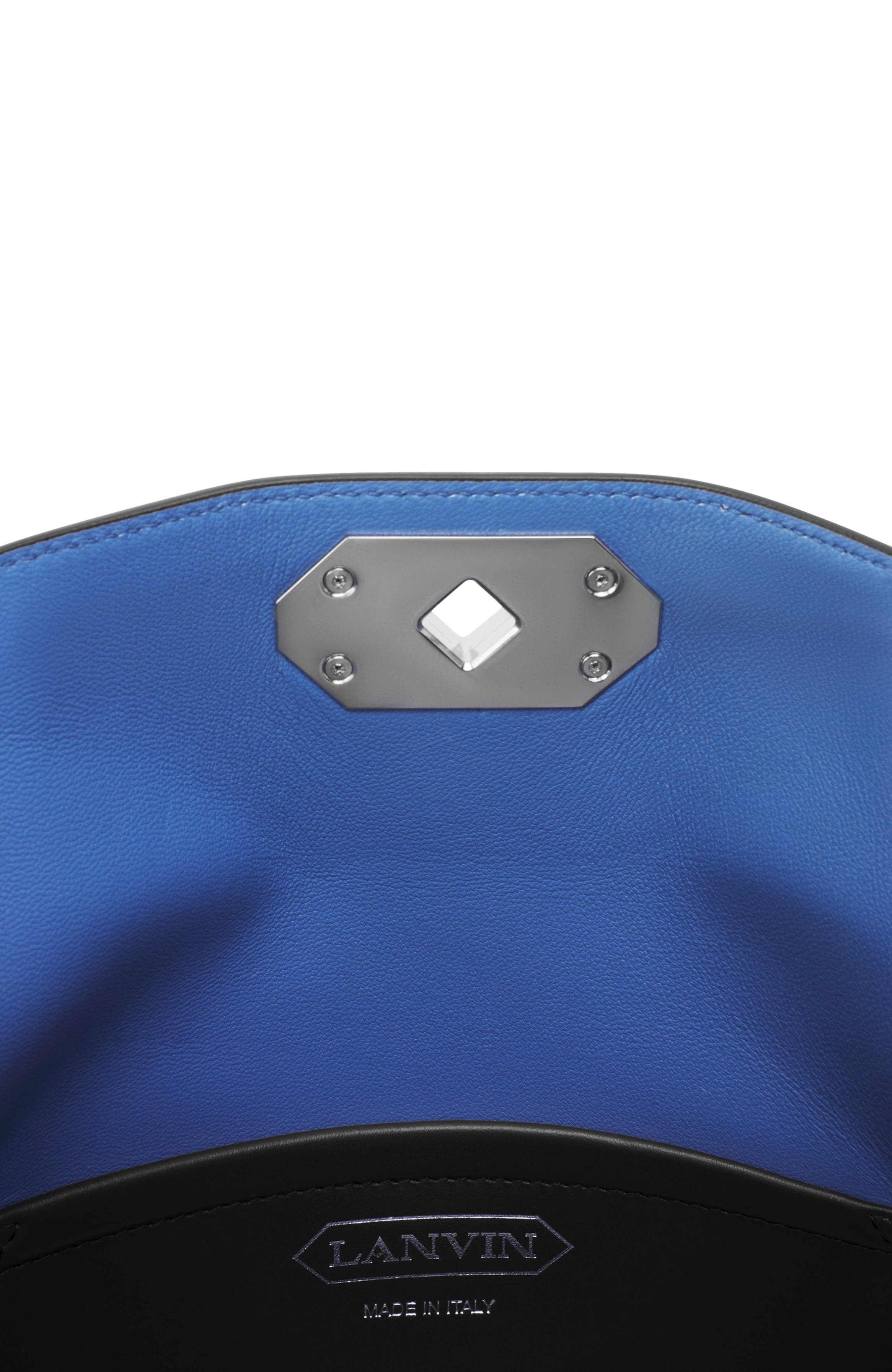 Lanvin Compagnon Asymmetrical Leather Clutch Bag, Alternate, color, Black