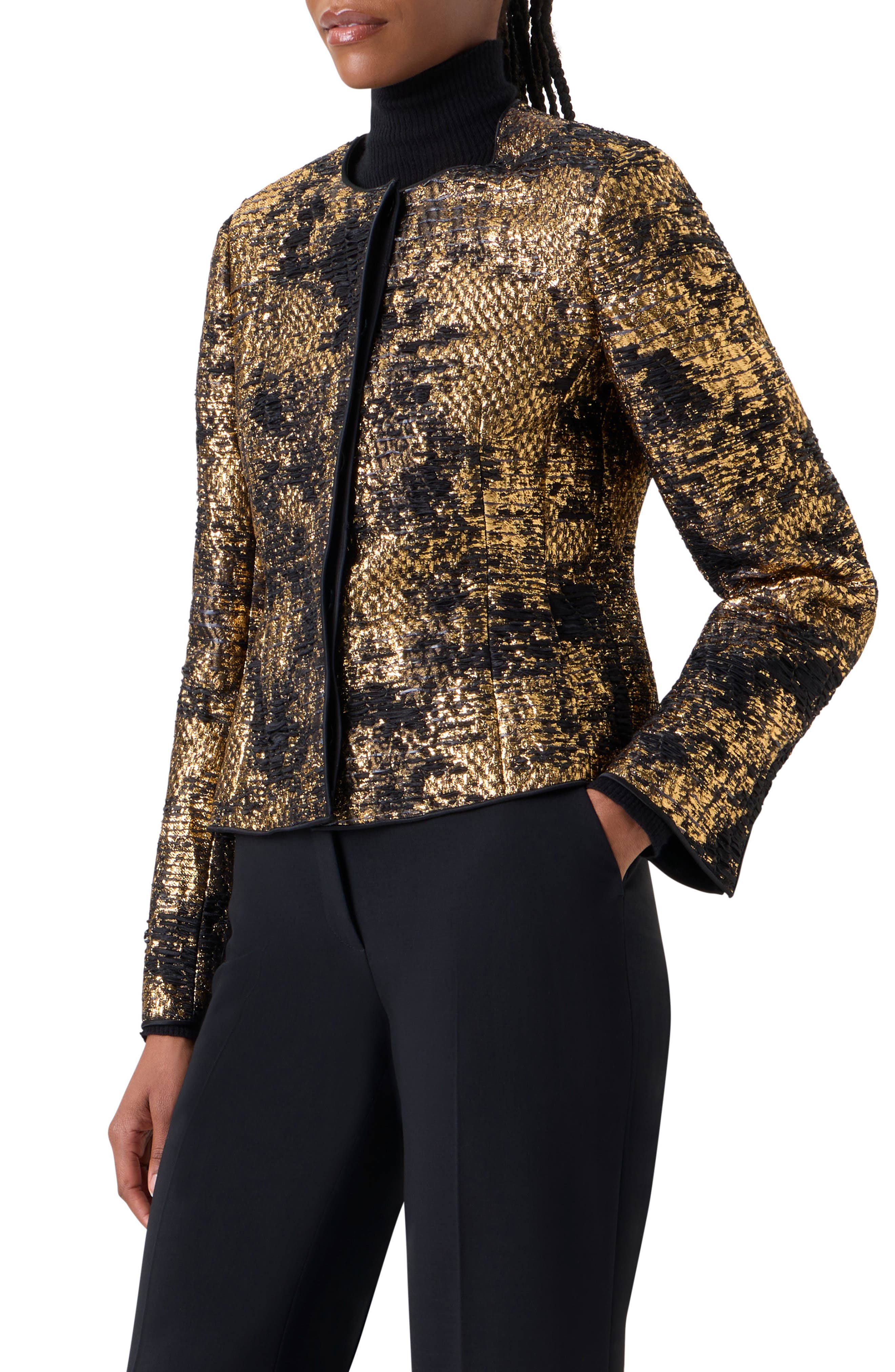 Akris Fragmented Techno Lamé Jacquard Jacket (Women) | Nordstrom