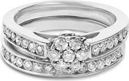 Haus of Brilliance Sterling Silver 1/2 Cttw Diamond Cluster Flower Bridal Set