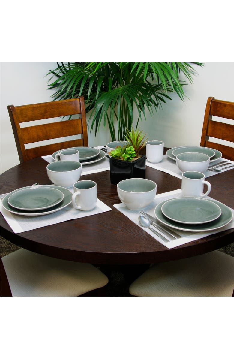 Gibson Elite Serenity 16-Piece Dinnerware Set, Grey, Alternate, color, Green