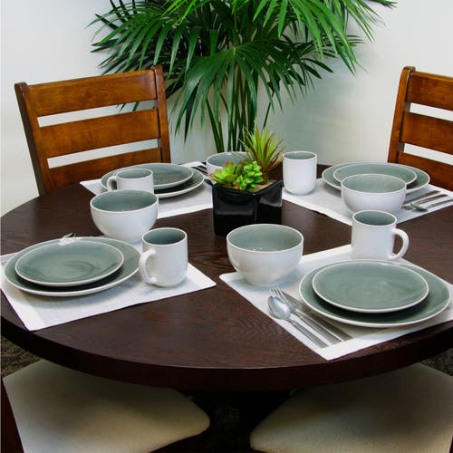 Gibson Elite Serenity 16-piece Dinnerware Set, Grey In Green