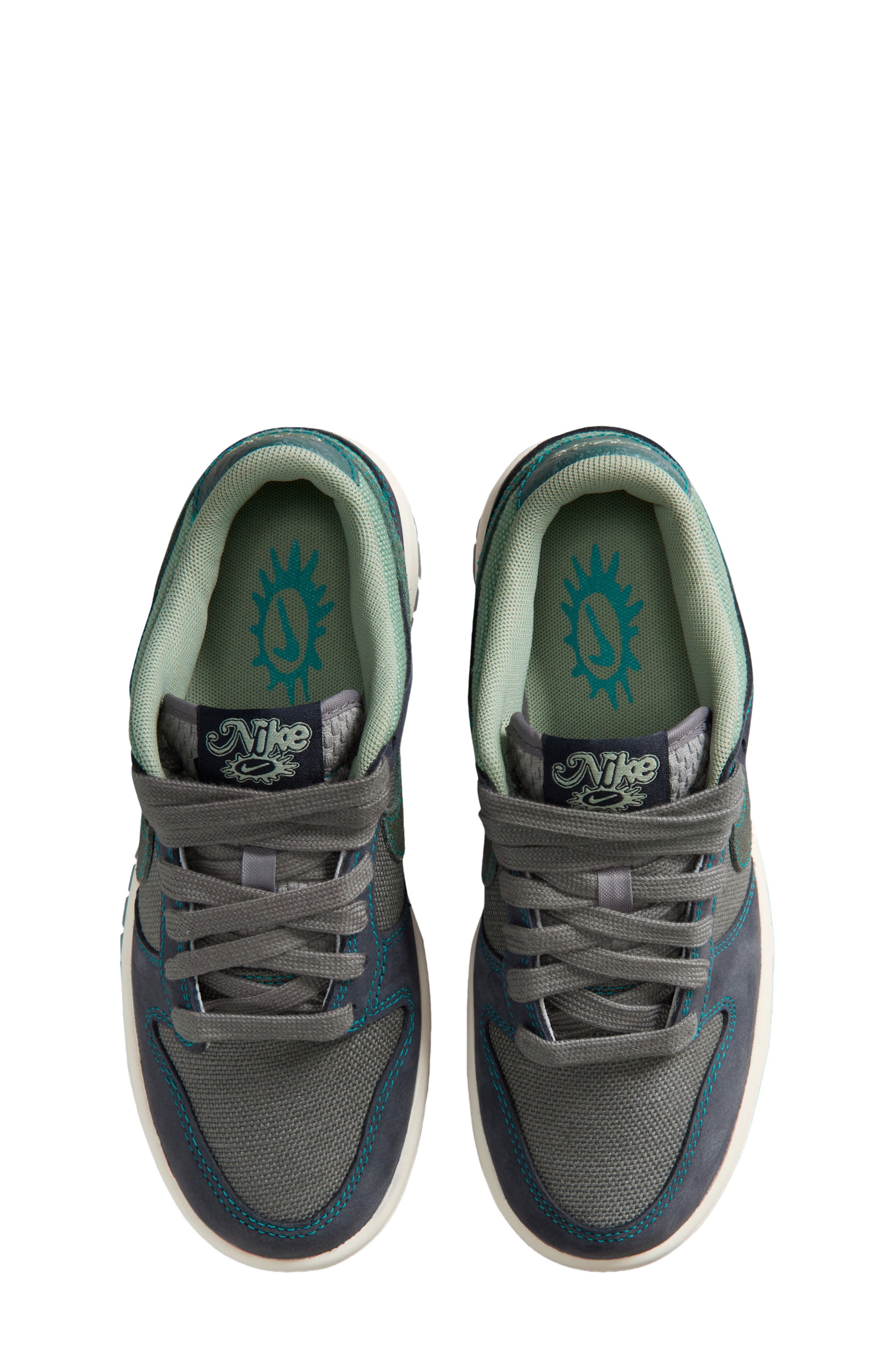 Kids' Dunk Low Basketball Sneaker, Alternate, color, PENCIL POINT/ OBSIDIAN/ STEAM