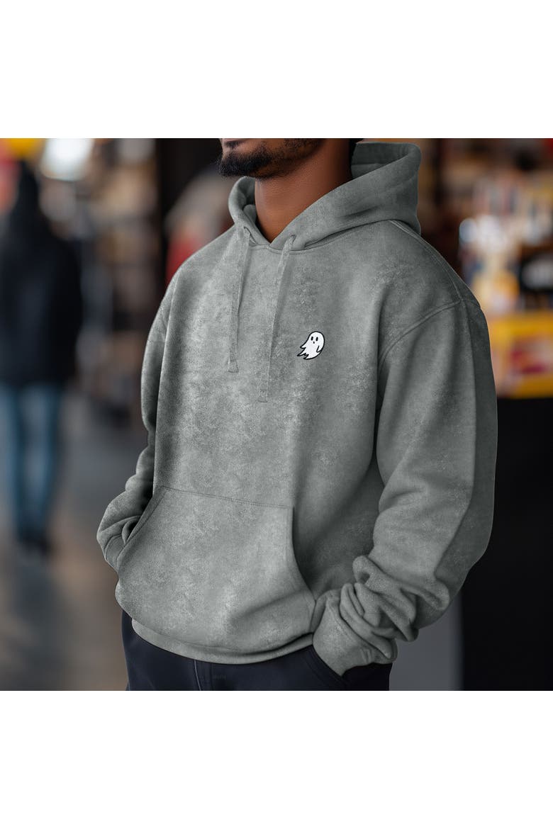 Ghost Embroidered Washed Hoodie, Alternate, color, Gray