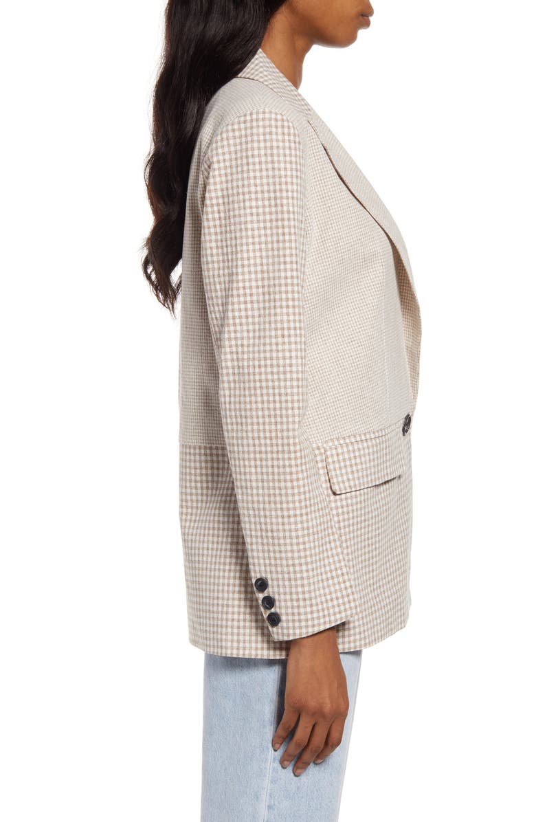 Avec Les Filles Women's Mix Check Relaxed Fit Cotton & Linen Blazer, Alternate, color,