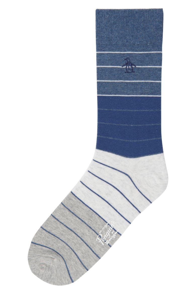 Cantin Stripe Stretch Cotton Dress Socks, Main, color, DENIM