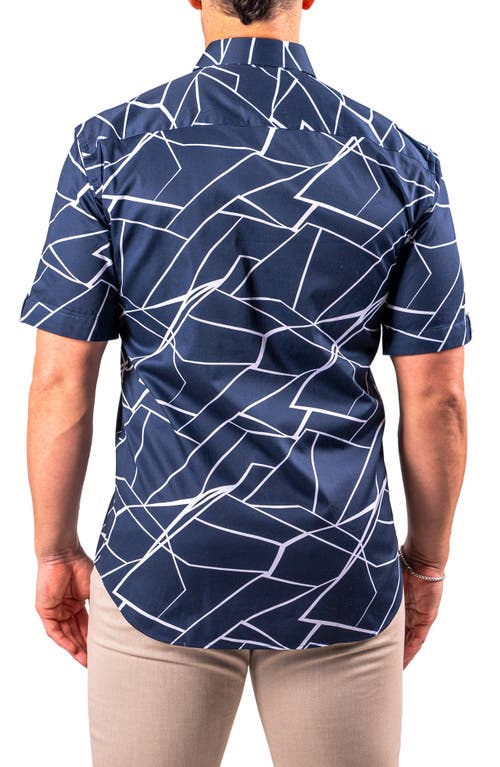 Maceoo Galileo Resistance0370 Blue Short Sleeve Cotton Button-up Shirt