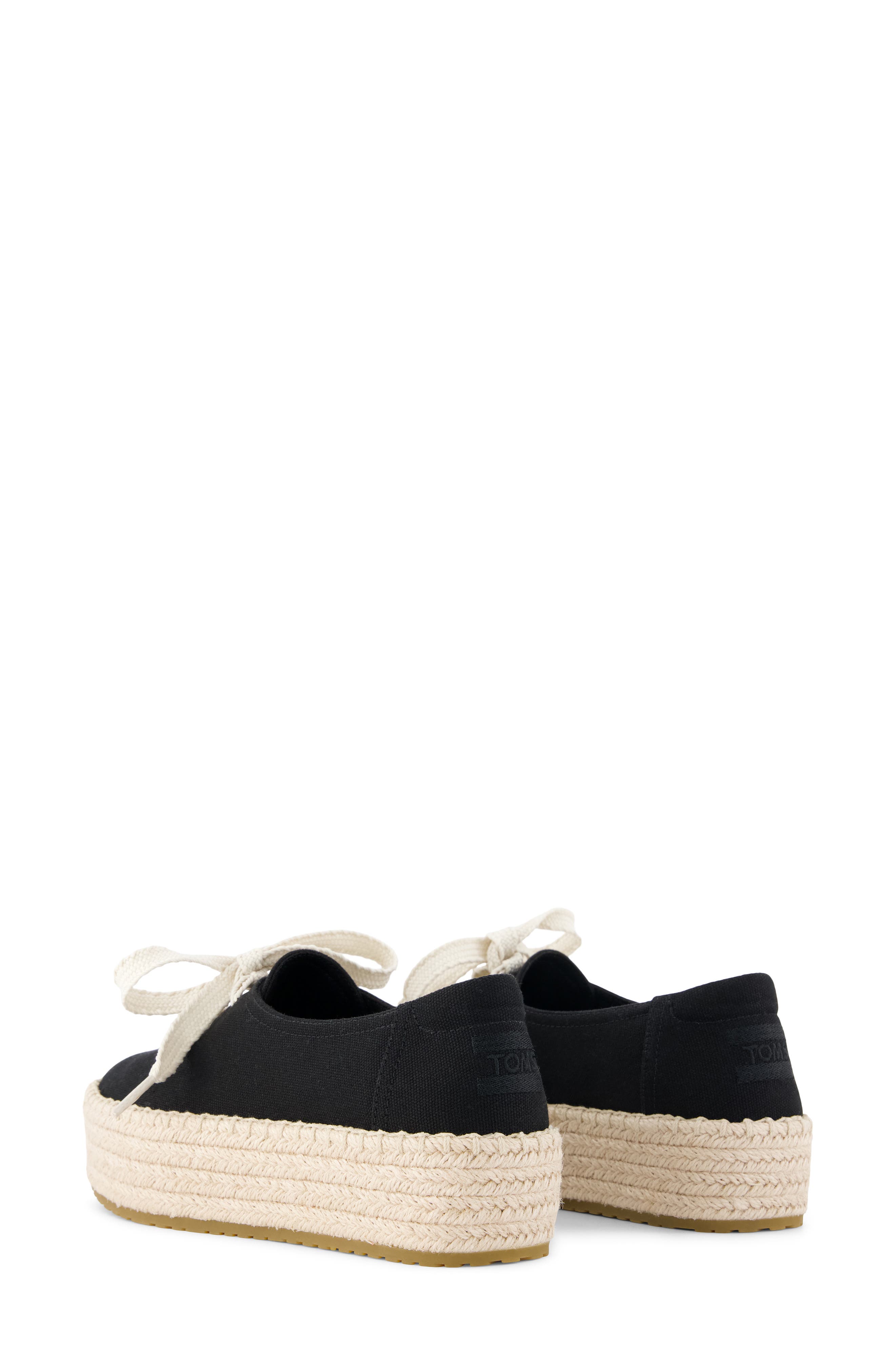TOMS Valencia Lace-Up Platform Espadrille, Alternate, color, Black