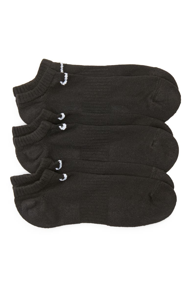 Everyday Cushion Training No-Show Socks - Pack of 3, Main, color, 010 BLACK/WHITE