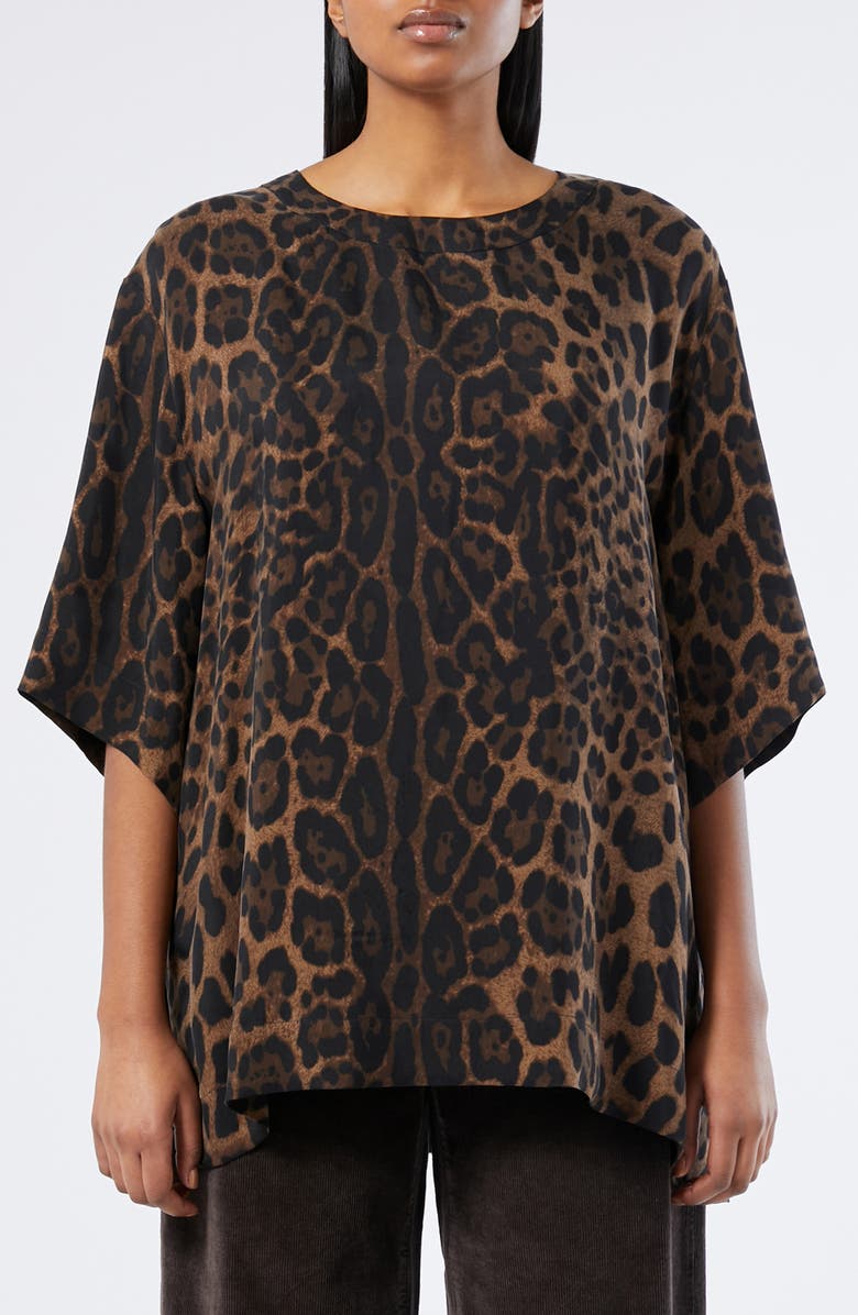 Marina Rinaldi Print Drape Top, Main, color, Black