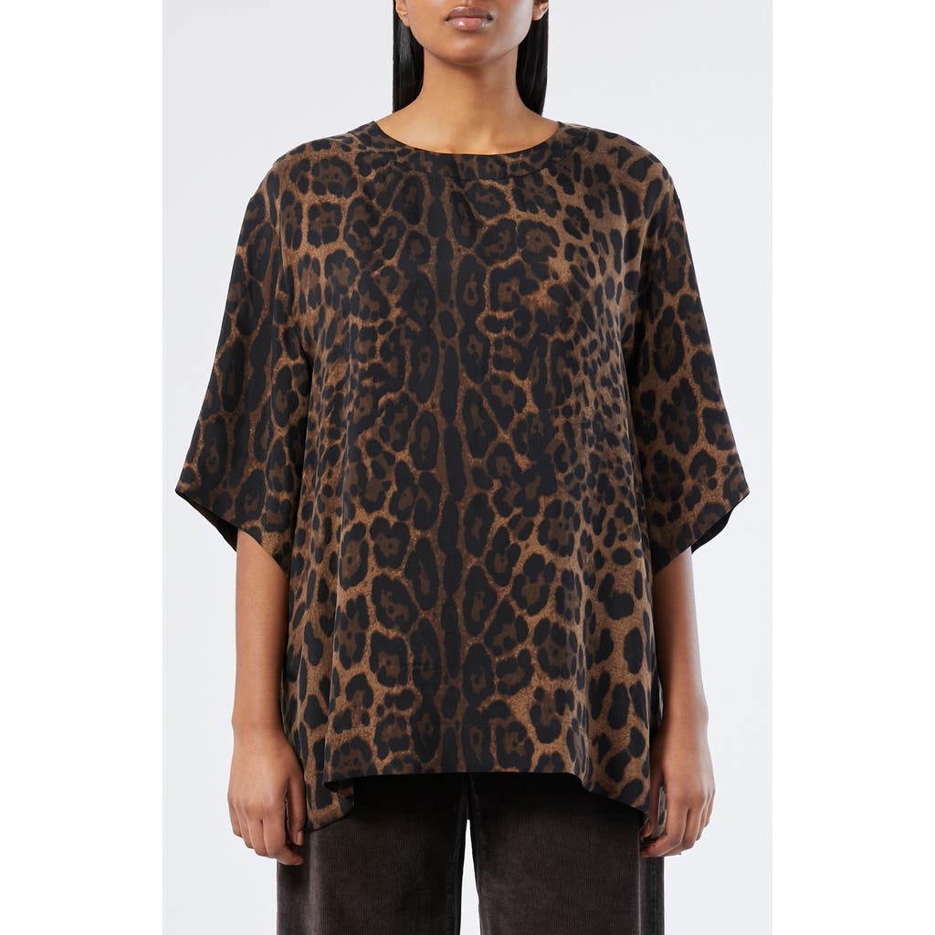 Marina Rinaldi Print Drape Top In Brown