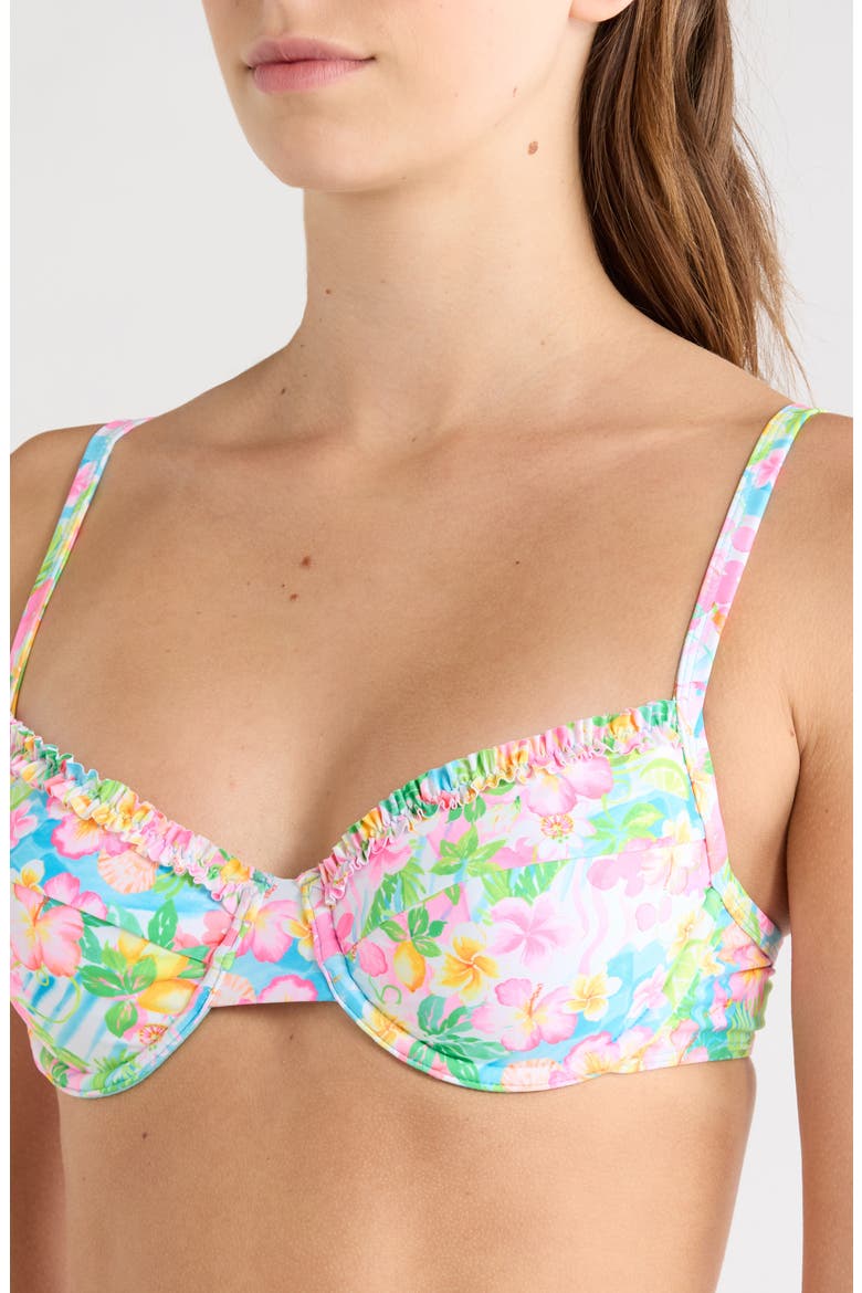 Double Ruffle Underwire Bikini Top, Alternate, color, SUMMER DAYDREAMS