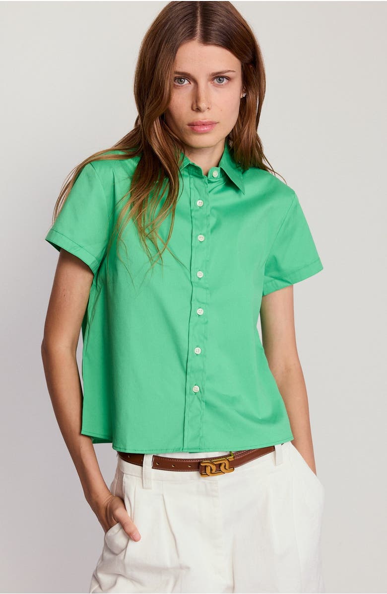 The Shirt by Rochelle Behrens The Boxy Cropped Short Sleeve Shirt, Alternate, color, Kelly Green