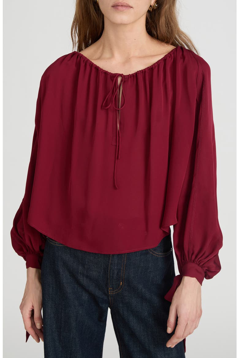 The Silk Serenade Blouse, Main, color, GARNET