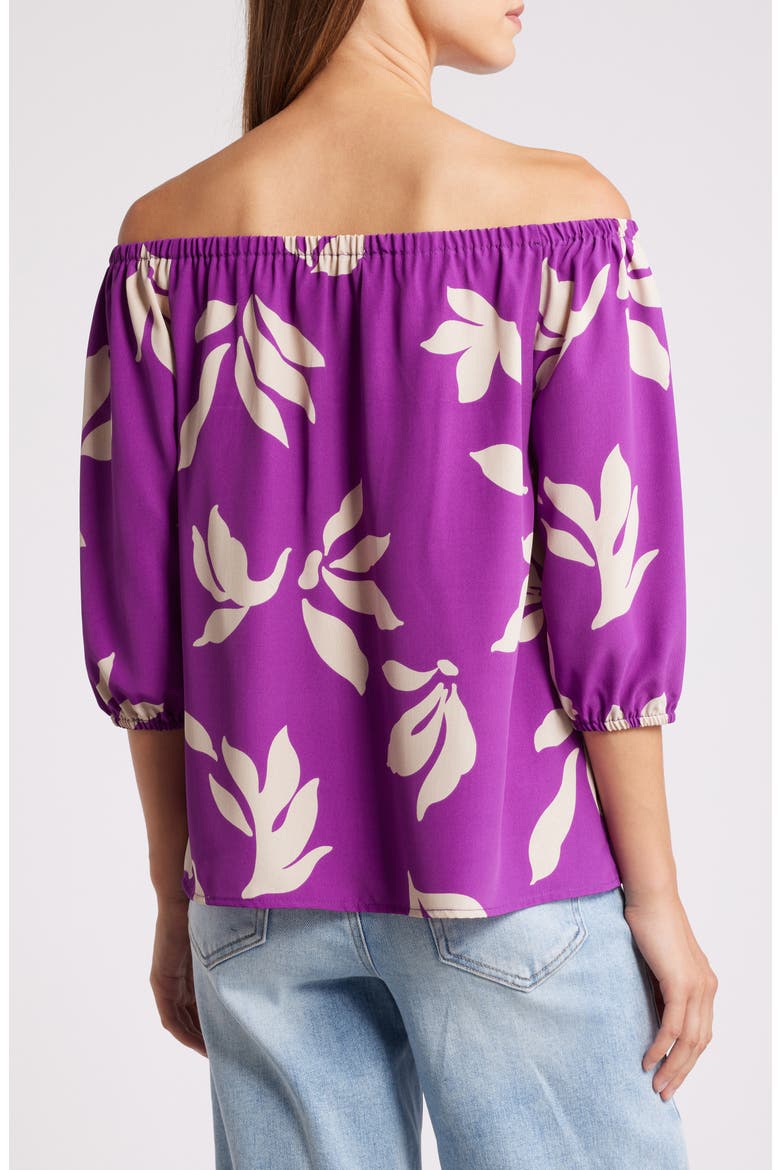 Floral Print Off the Shoulder Top, Alternate, color, VIOLET NATURAL