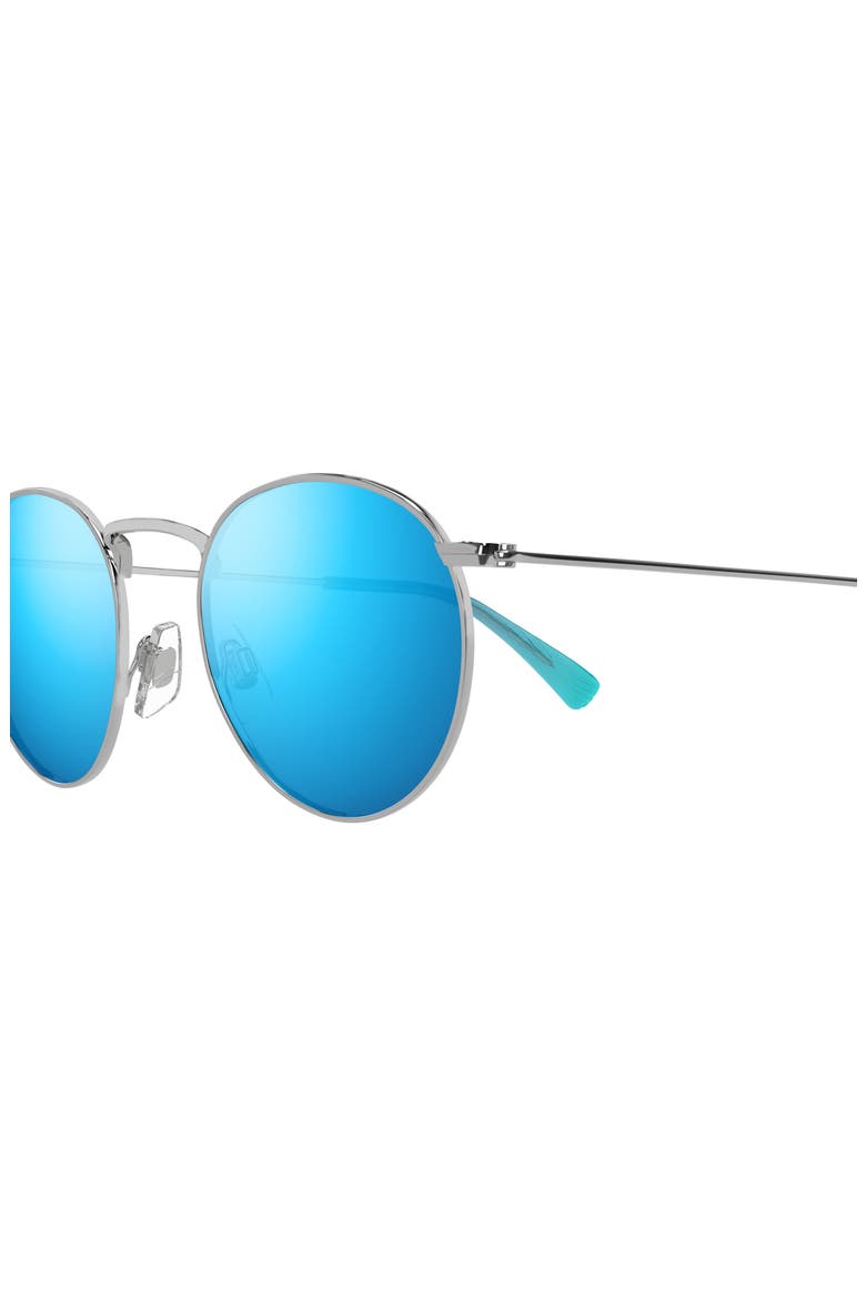 Pukaua 50mm Small Polarized Round Sunglasses, Alternate, color, SILVER/ BLUE HAWAII
