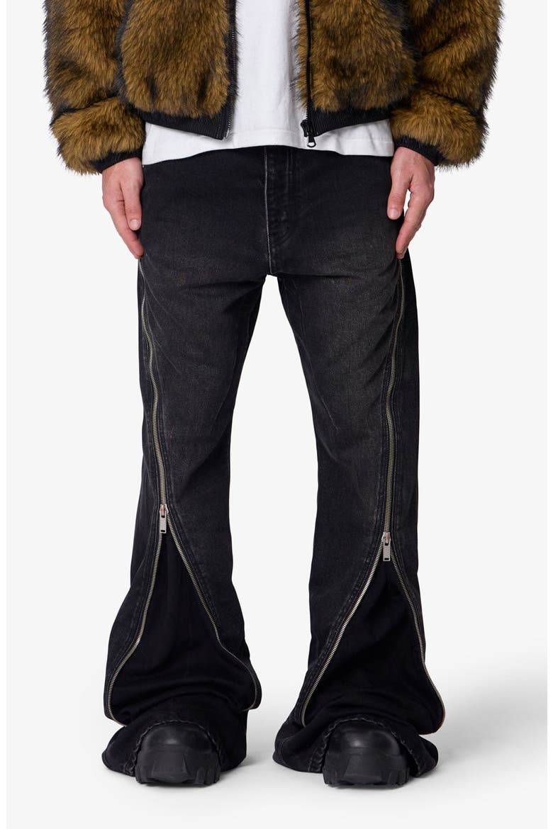 Zipper Extra Flare Leg Jeans, Main, color, VINTAGE BLACK